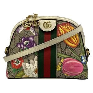 Gucci Ophidia Small Shoulder Bag/GG Blooms Shoulder Bag 499621 Beige Ebony Dark